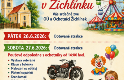 Na pouťový víkend v Žichlínku 26. 6. – 28. 6. 2026 – pozvánka